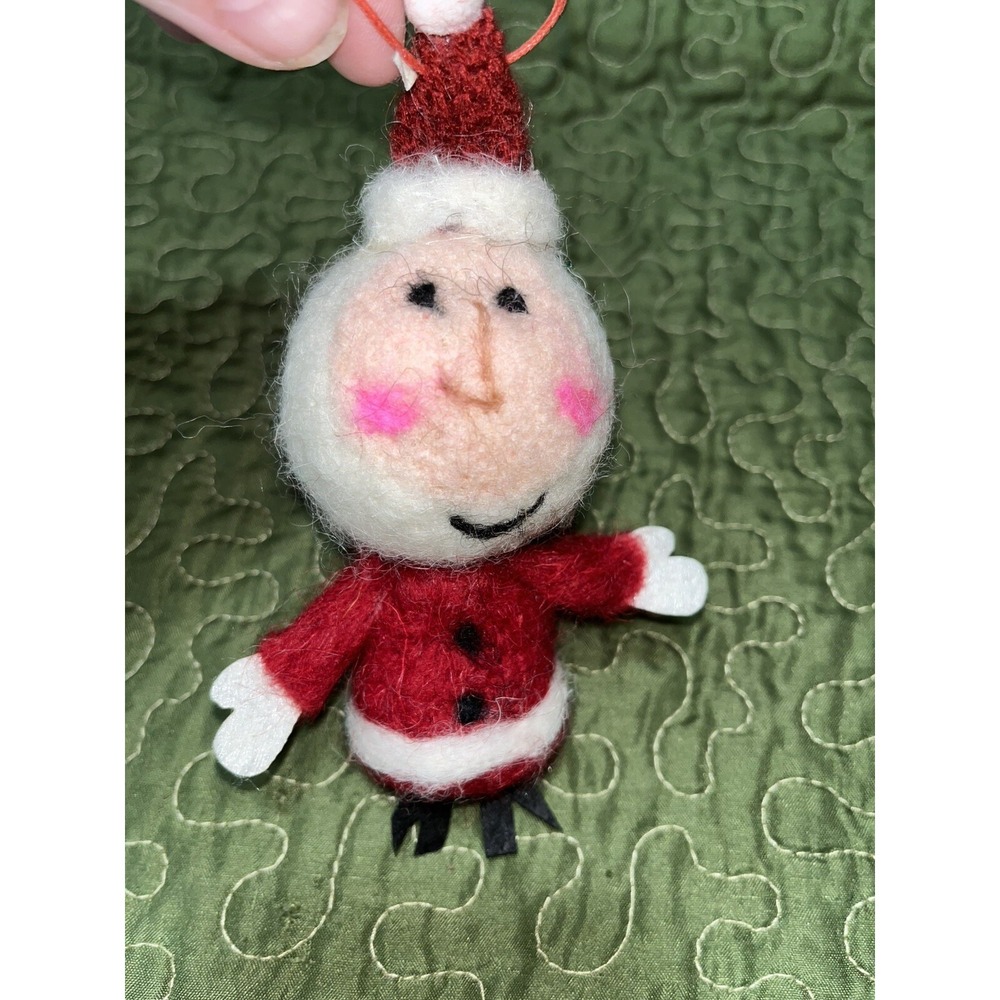 Whimsical Santa Claus Ornament , Artisan Needle Felted , Handmade , Christmas